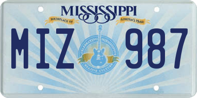 MS license plate MIZ987