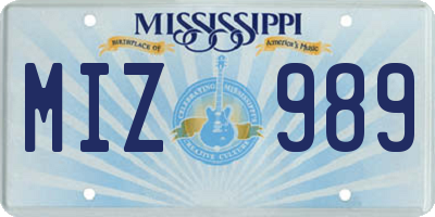 MS license plate MIZ989