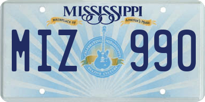 MS license plate MIZ990