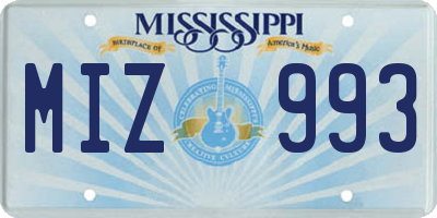 MS license plate MIZ993