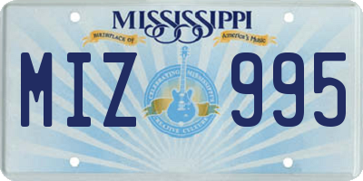 MS license plate MIZ995
