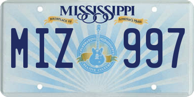 MS license plate MIZ997
