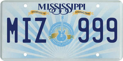 MS license plate MIZ999