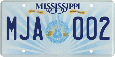 MS license plate MJA002
