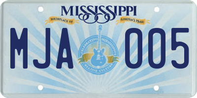 MS license plate MJA005