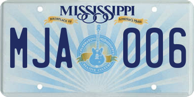 MS license plate MJA006