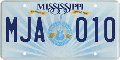 MS license plate MJA010