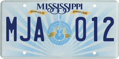 MS license plate MJA012