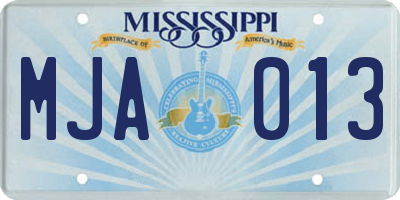 MS license plate MJA013