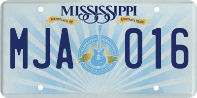 MS license plate MJA016