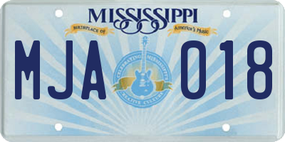 MS license plate MJA018