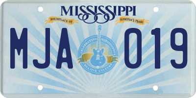 MS license plate MJA019
