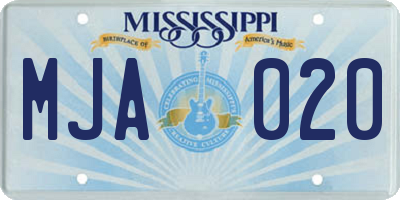 MS license plate MJA020