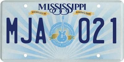 MS license plate MJA021