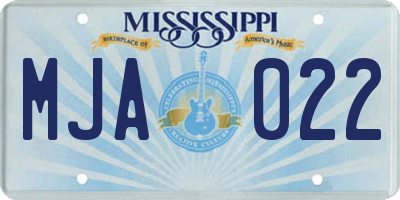 MS license plate MJA022