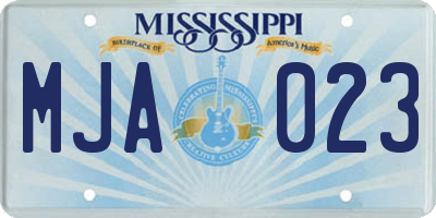 MS license plate MJA023