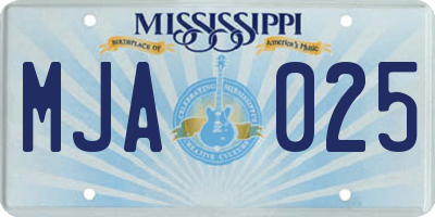 MS license plate MJA025