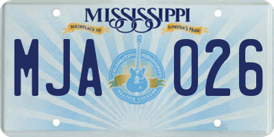 MS license plate MJA026
