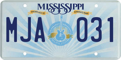 MS license plate MJA031