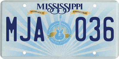 MS license plate MJA036
