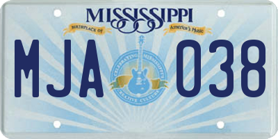 MS license plate MJA038