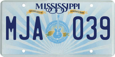 MS license plate MJA039