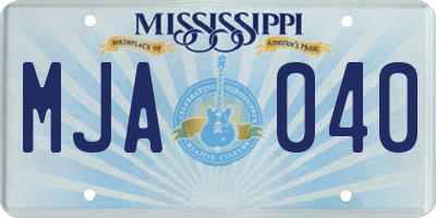 MS license plate MJA040