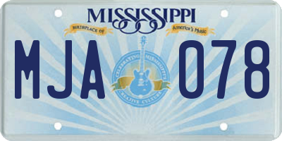 MS license plate MJA078