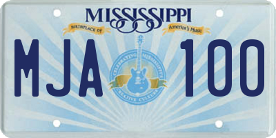 MS license plate MJA100
