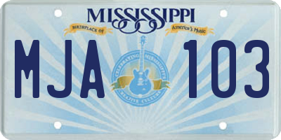 MS license plate MJA103