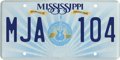 MS license plate MJA104