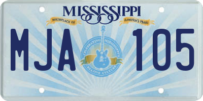 MS license plate MJA105
