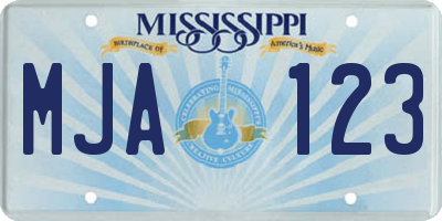 MS license plate MJA123