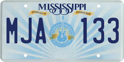 MS license plate MJA133