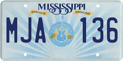 MS license plate MJA136