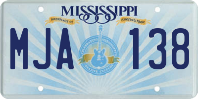 MS license plate MJA138