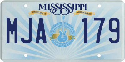 MS license plate MJA179