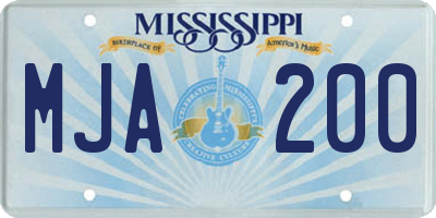 MS license plate MJA200