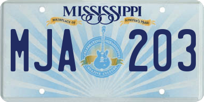MS license plate MJA203