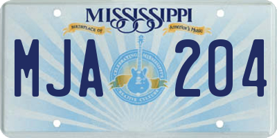 MS license plate MJA204