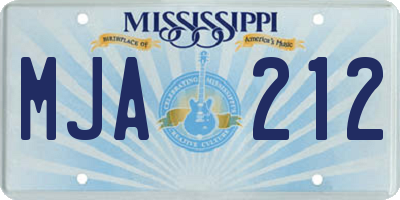 MS license plate MJA212