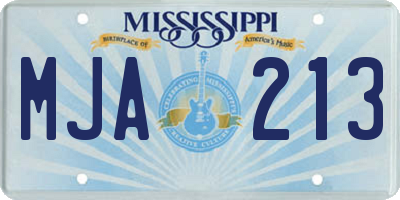MS license plate MJA213
