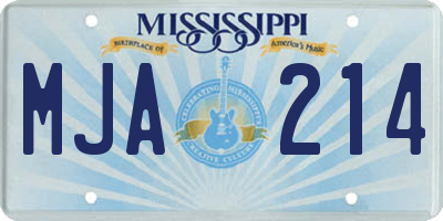 MS license plate MJA214