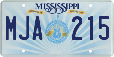 MS license plate MJA215
