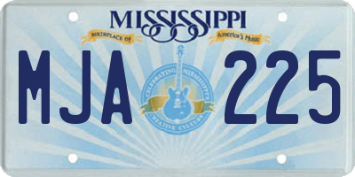 MS license plate MJA225