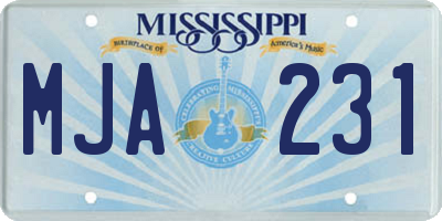 MS license plate MJA231