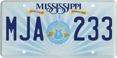MS license plate MJA233