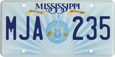 MS license plate MJA235