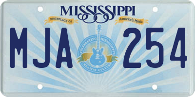 MS license plate MJA254