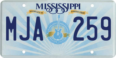 MS license plate MJA259